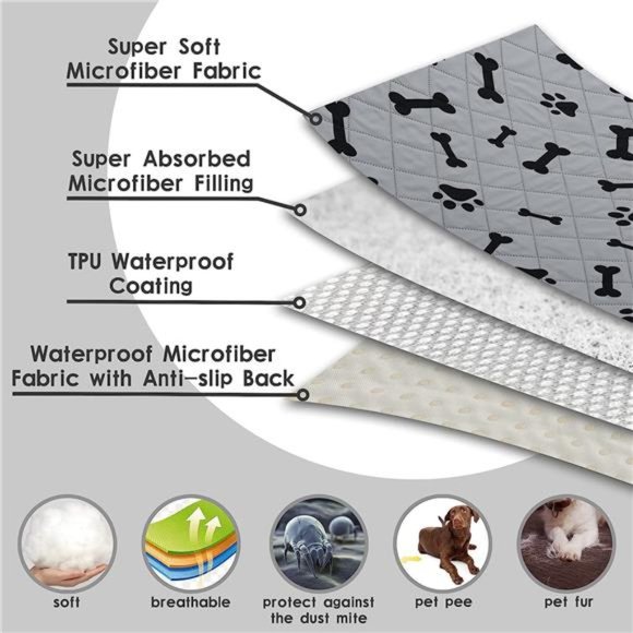 Dog Crate Pee Pads - Wahable Dog Rugs Non-Slip Puppy Pads for Small Dogs - Picture 6 of 6